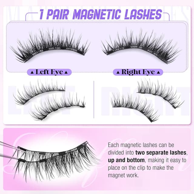 Detalle de Lanflower Magnetic Eyelashes with Applicator (Natural Look, No-Glue)
