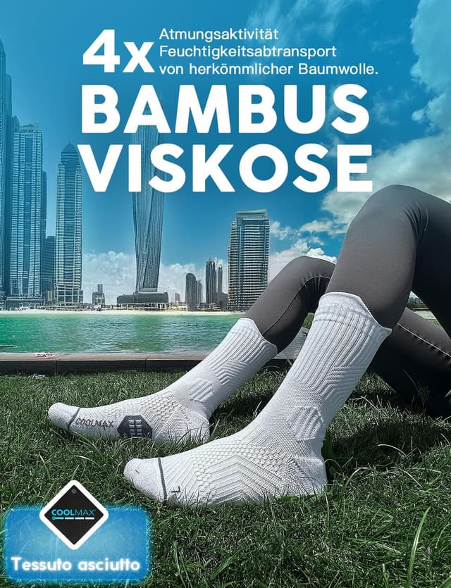 Thumbnail 2 de Juclise Bambus-Kompressions-Laufsocken (15–20 mmHg) mit Coolmax & Blasenschutz – 3er-Pack