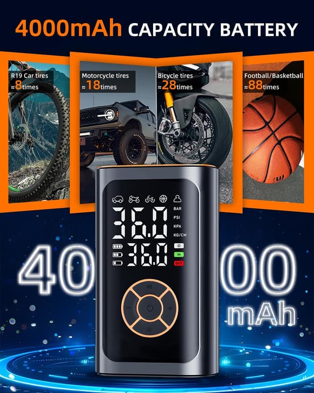 Detalle 2 de Compresor Aire Portátil 150 PSI Inflador Coche