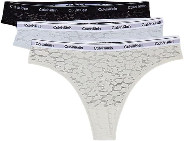 Detalle de Calvin Klein Women’s 3 Pack Low Rise Brazilian Briefs (leopard print stretch lace)
