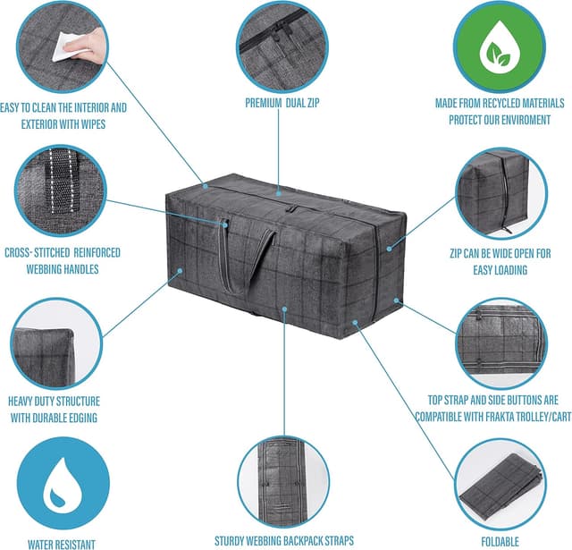 Detalle de VENO 2 Pack Heavy-Duty Moving Bags (Extra Large) with Backpack Straps, Windowpane