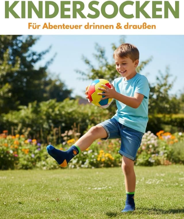 Detalle 2 de 10 Paar Kinder Socken für Jungen & Mädchen aus Baumwolle – strapazierfähige Kindersocken für Alltag, Sport und Spiel