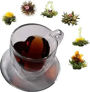 Imagen de bedida® Juego de Vasos de Té de Doble Pared con 6 Flores en OfertitasTOP