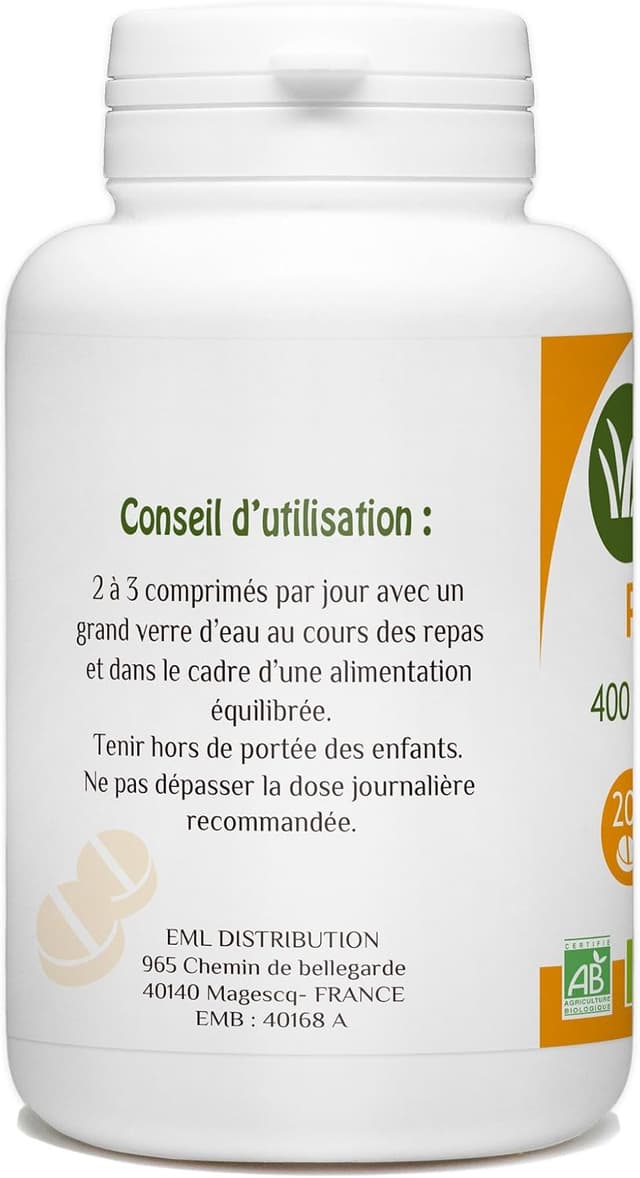 Detalle 2 de Pissenlit Bio Herbes & Plantes en comprimés – 200 comprimés (400 mg)