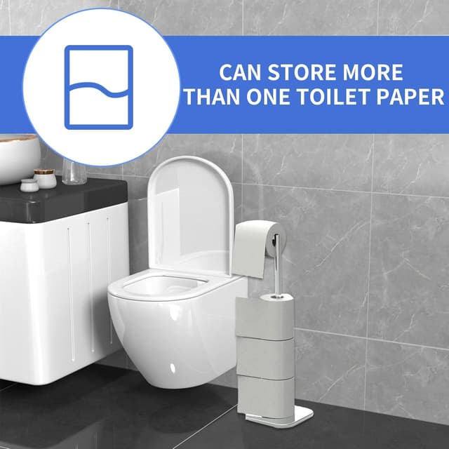 Detalle de Toilet Roll Holder Free Standing Stainless Steel Chrome Stand for 6 Rolls (Silver)