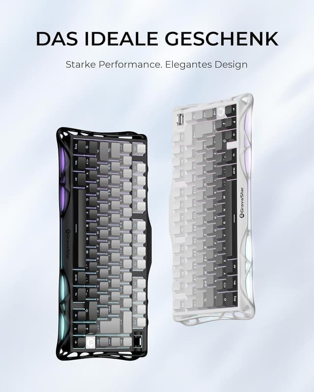 Thumbnail 6 de GravaStar Mercury K1 75% mechanische Gaming-Tastatur (QWERTZ, DE) – Tri-Mode, Hot-Swap, Magnesium-Exoskelett, RGB-Gradient