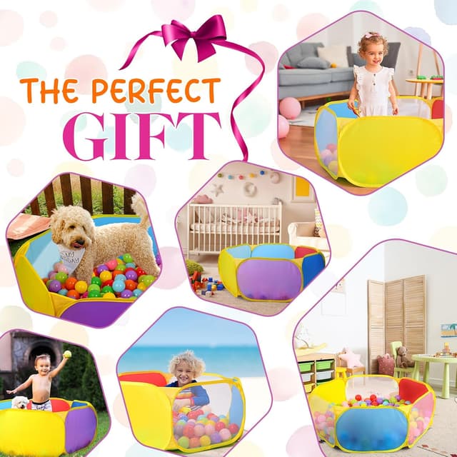 Detalle de Eocolz Kids Large Pop-Up Ball Pit Tent with Basketball Hoop (1M Multicolour, Balls Not Included)