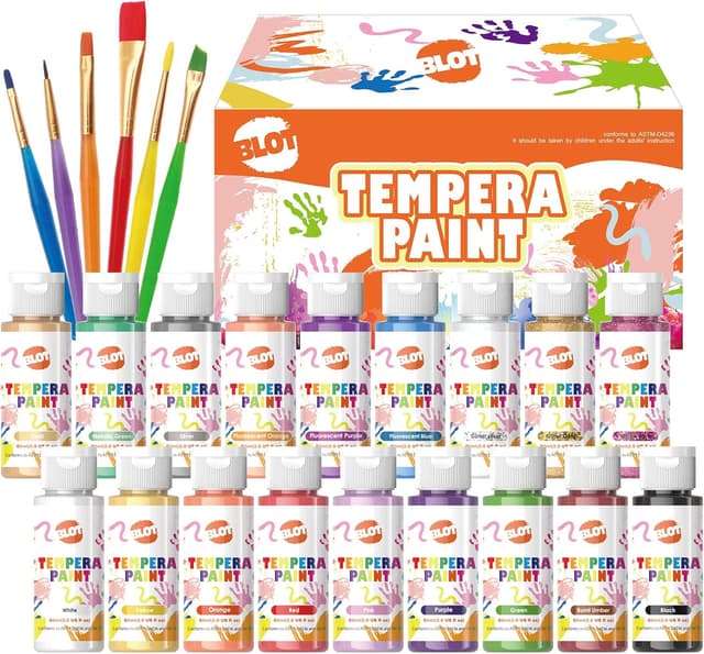 Detalle de BLOT Washable Tempera Paint for Kids (18 Colours) non-toxic poster paints with metallic, fluorescent & glitter effects