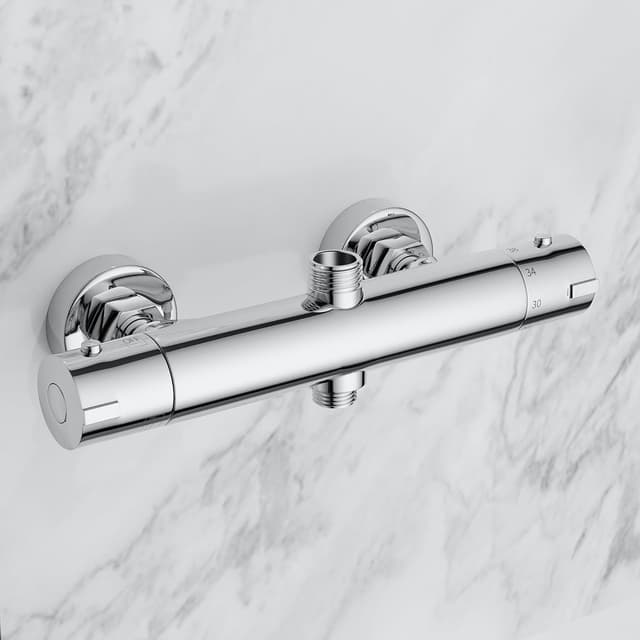 Detalle de MORADO Duscharmatur mit Thermostat und 2 Auslässen (3/4" und 1/2" BSP), verchromt