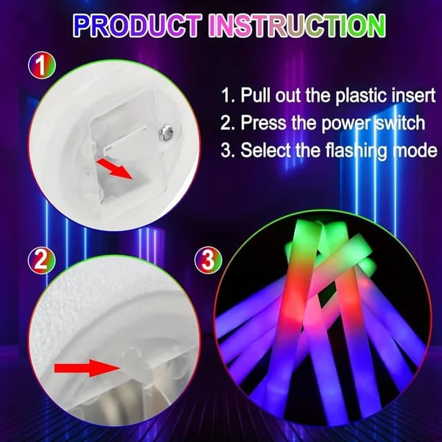 Thumbnail 4 de Easymaidi 56pcs LED foam glow sticks for parties 🎉