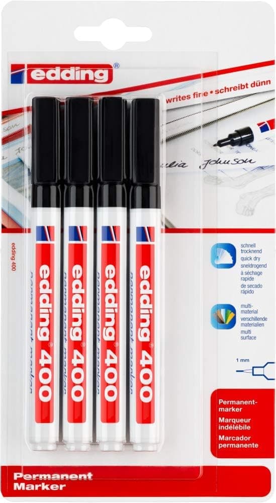 Detalle 2 de edding 400 Marqueur permanent 4 pcs 1 mm