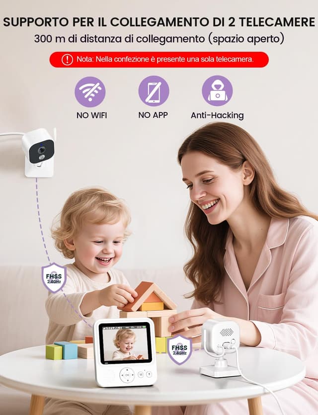 Detalle de OBVHNUA Baby Monitor 2,8" 720P con visione notturna