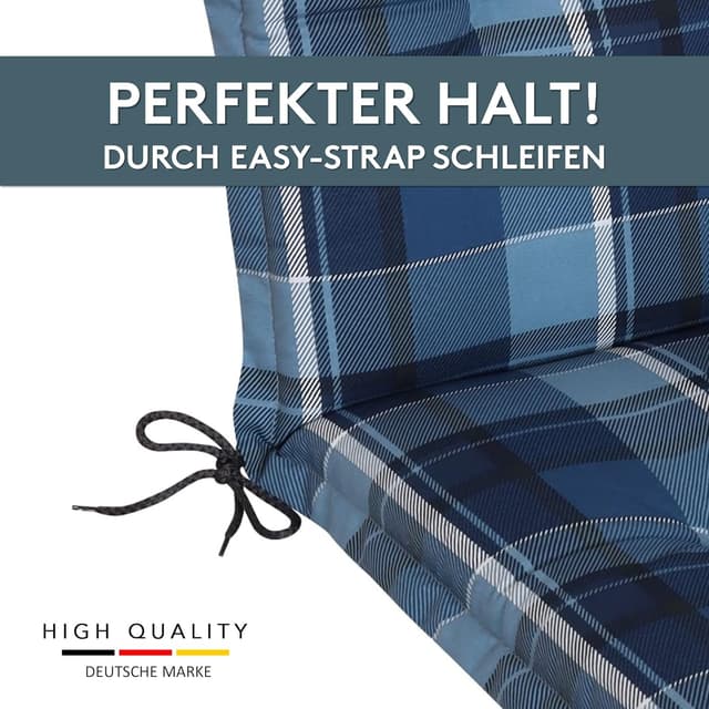 Detalle 2 de LILENO HOME Gartenstuhl Auflagen (2er-Set) für Niedriglehner – Karo Blau
