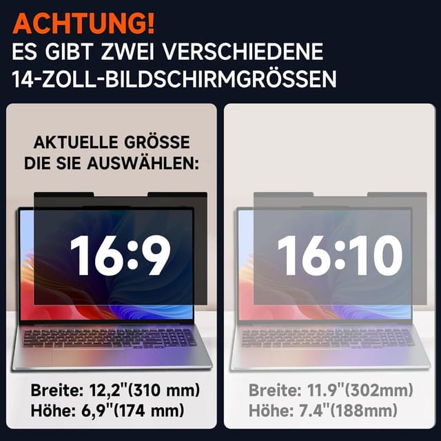 Detalle de Magnetischer Sichtschutz für 14 Zoll Laptop