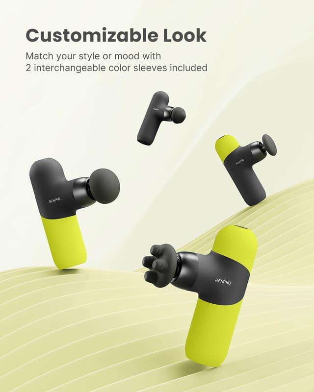 Detalle 2 de RENPHO Mini Thermal Massage Gun with Heat (Green) — portable heated deep tissue percussion massager