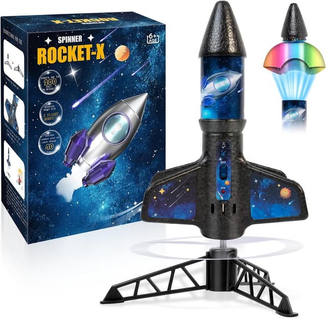 Detalle de Rocket Launcher for Kids — Electric Auto Rocket Toy Up to 200 Feet with Safe Parachute (Ages 6–13)