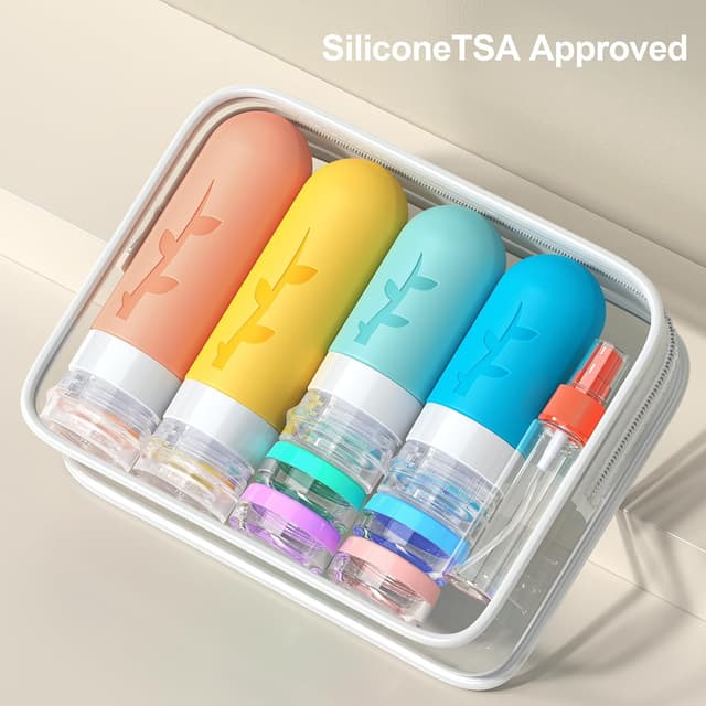 Detalle de Aeomni Reiseflaschen zum Befüllen (8-teilig) in Reisegröße, TSA-konform