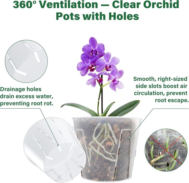 Thumbnail 3 de Bonviee 12-Pack Side-Open Orchid Pots 13cm
