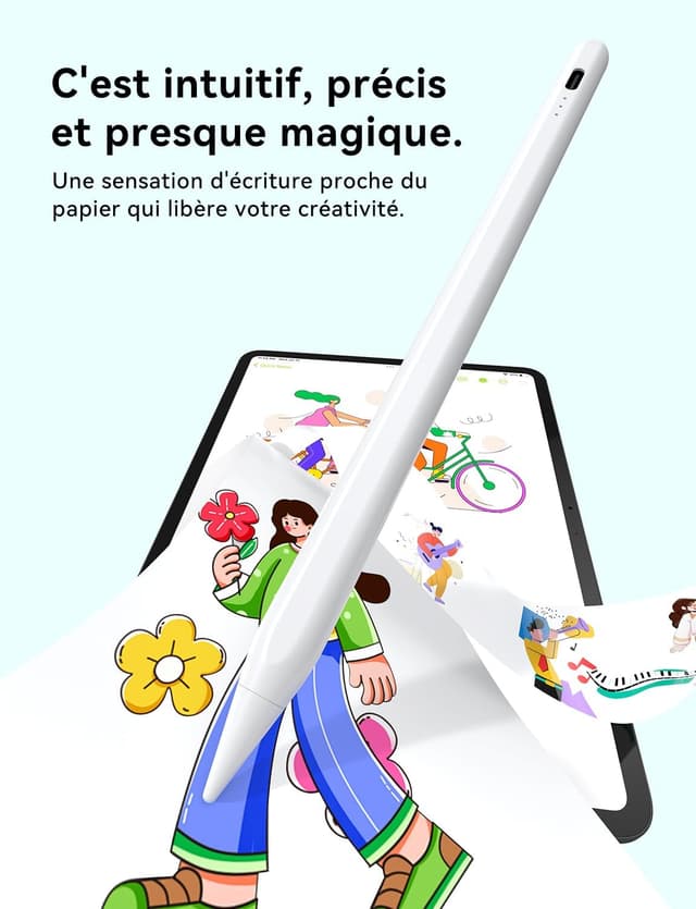 Detalle de Stylet HJCE USB‑C pour iPad compatible Apple Pencil (iPad 6 à 11, Air, Pro, Mini) — écriture précise et prêt à l’emploi