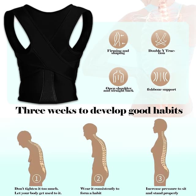 Detalle 2 de Posture correction belt for men and women with breathable adjustable shoulder straps