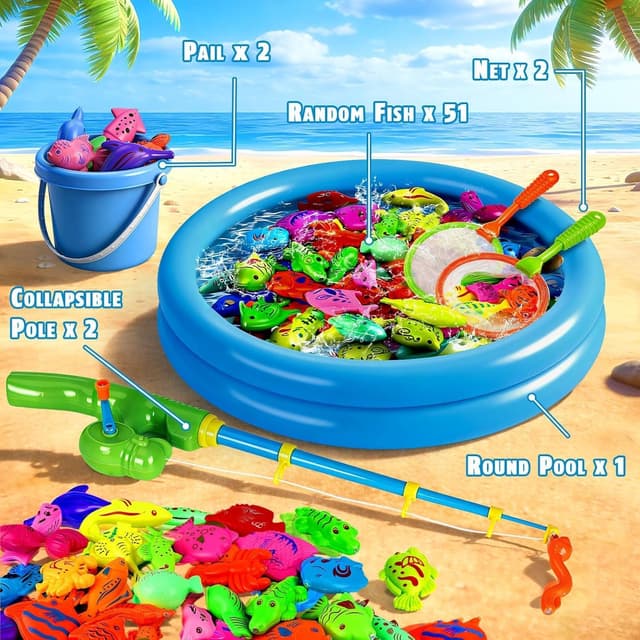 Detalle de XXL Angelspiel-Set mit Planschbecken und 2 Angeln für Kinder ab 3 Jahren