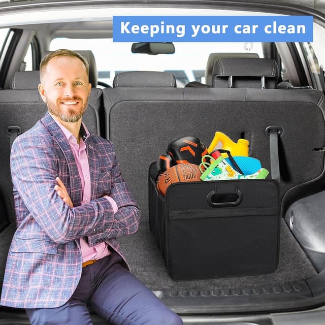 Detalle de Xndryan Car Boot Organiser Bag (Foldable, Multi-Compartment) with Reinforced Base