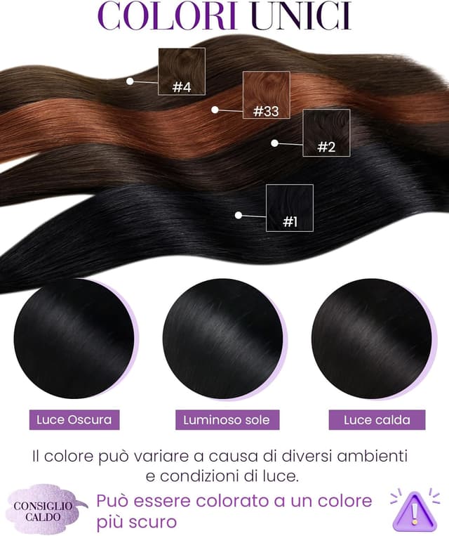 Detalle de LaaVoo Extension Capelli Veri in Cheratina Nero Jet 45 cm (50 g, 50 ciocche) – Tip a U pre-bonded