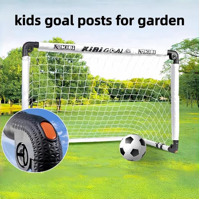 Detalle de KiBiGOAL Kids Football Goal Set (90cm x 60cm x 60cm) – Foldable Mini Portable Goal for Indoor & Outdoor Play