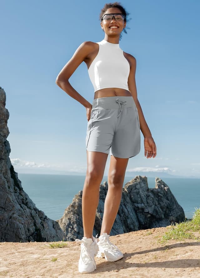 Detalle de WILLIT Damen Sportshorts kurz mit High Waist, Schnelltrocknend und 3 Taschen (7" INSEAM)
