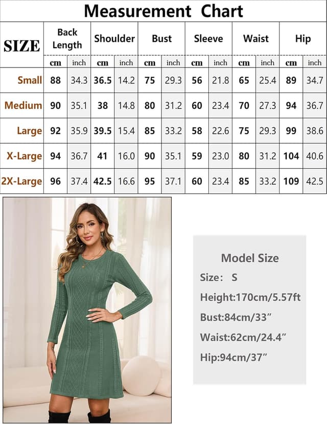 Detalle 2 de Aottori Suéter Vestido para Mujer mini de punto