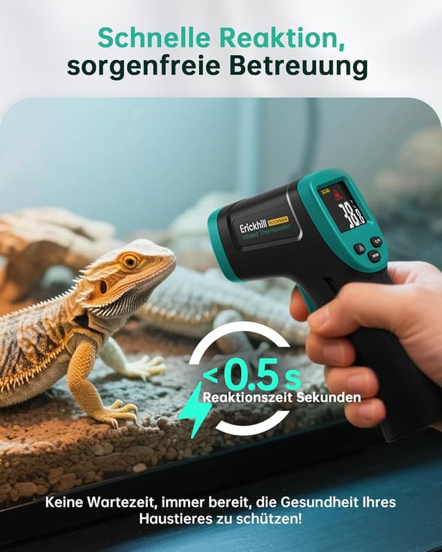 Detalle de ERICKHILL Infrarot-Thermometer berührungslos -50 bis 800 °C mit LCD und einstellbarem Emissionsgrad