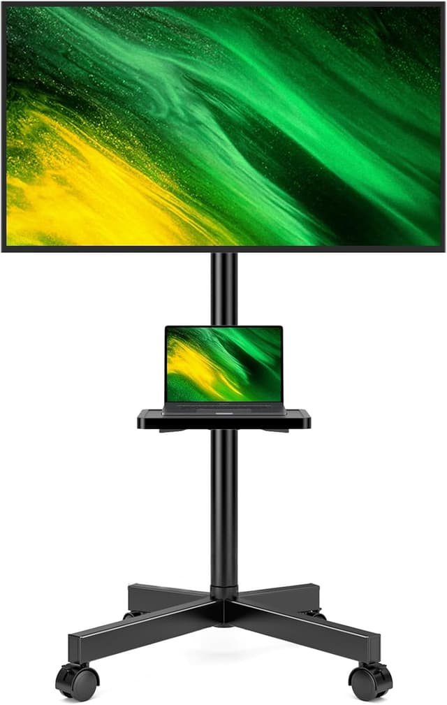 Detalle de Hemudu Rolling TV Stand on Wheels for 32–60 inch TVs (Max VESA 400×400mm)