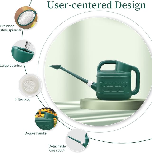 Detalle 1 de 2 Gallon Plastic Watering Can with Removable Long Spout & Stainless Steel Shower Head