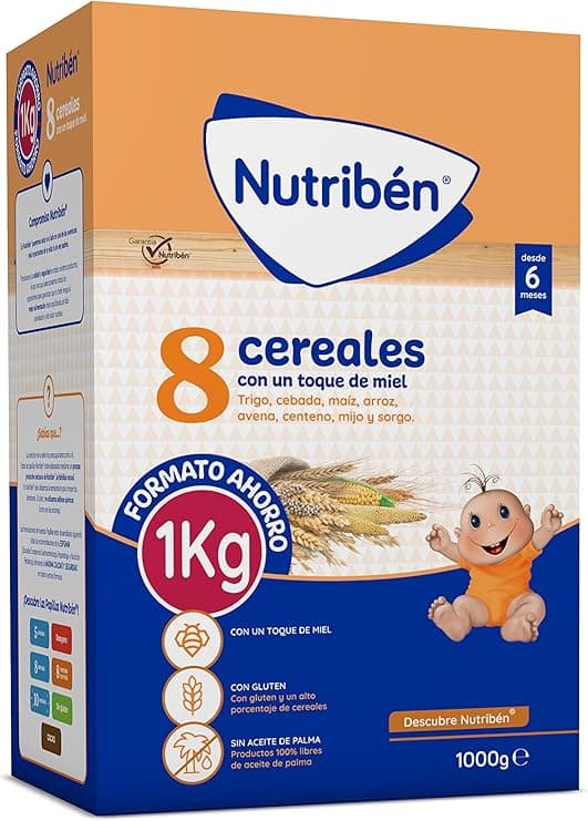 Detalle de Nutribén Papilla 8 Cereales y Miel 🍯, 1000g, Desde 6 Meses