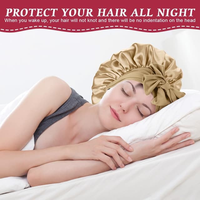 Thumbnail 6 de ACWOO Bonnet de nuit en satin ajustable pour cheveux