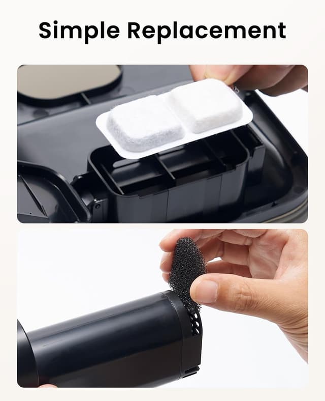 Detalle de oneisall 8 Replacement Filters for Cat Water Fountain (PW13/PW14) – 8-Count White Set with Pre-Filter Sponges