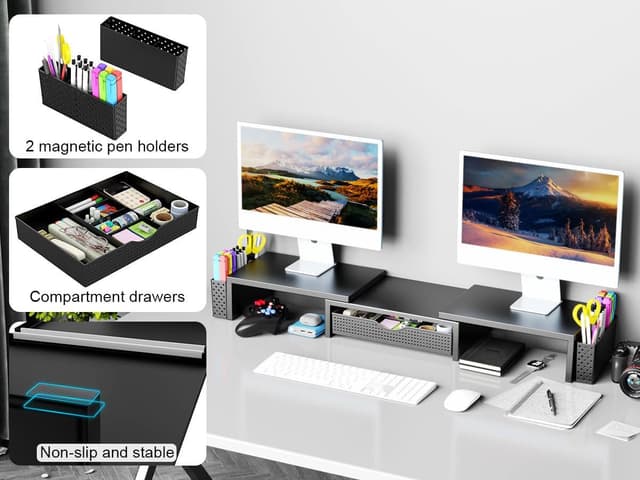Thumbnail 3 de Spacrea Dual Monitor Stand Riser with Drawer 🖥