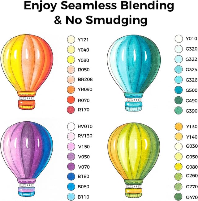 Detalle de Ohuhu Alcohol Markers Brush Tip 104-Colour Double-Tipped Set (Brush & Chisel) with Blender