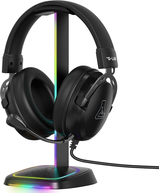Detalle de The G-Lab K-Stand Neon RGB soporte auriculares