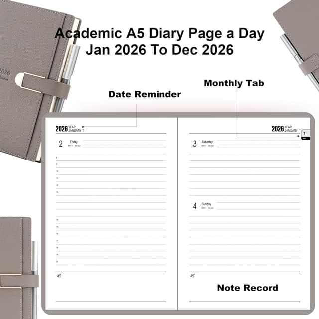 Thumbnail 6 de Mljtoyo akademischer Terminplaner 2026 (A5) – ein Tag pro Seite, Jan–Dez 2026