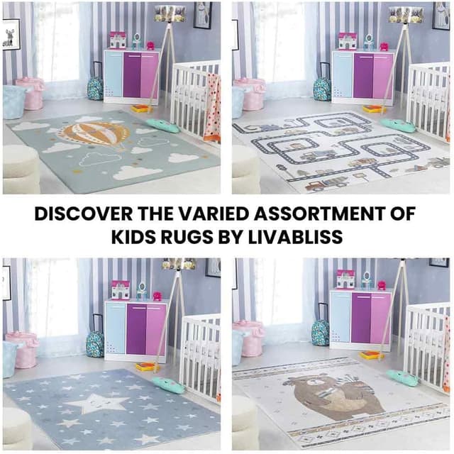 Detalle 2 de Livabliss Bear Washable Kids Rug (120x170 cm) – machine washable animal rug for bedrooms, playrooms and nurseries