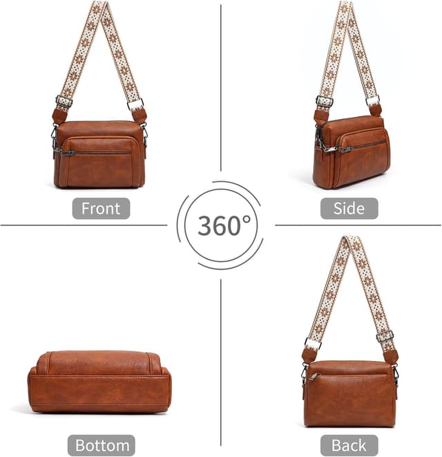 Detalle 2 de HILAEX Anti-theft Women’s Cross Body Bag with 4 Zip Compartments and Adjustable Wide Strap