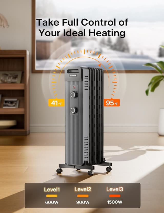 Thumbnail 5 de Pelonis 1500W Oil Filled Radiator Heater