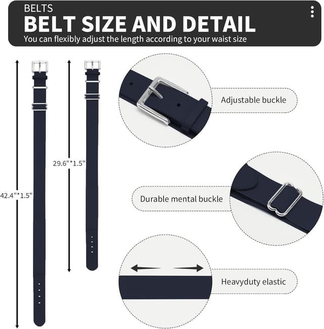 Detalle 1 de QBK Youth Baseball Socks & Belt Combo Set (Kids 2–16) for Baseball, Softball, and T-Ball