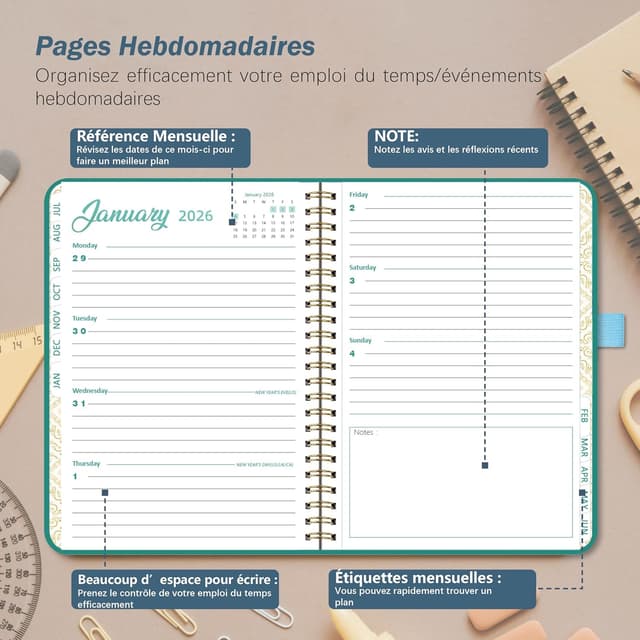 Detalle 2 de NEYSA Agenda 2026 A5 semainier 12 mois