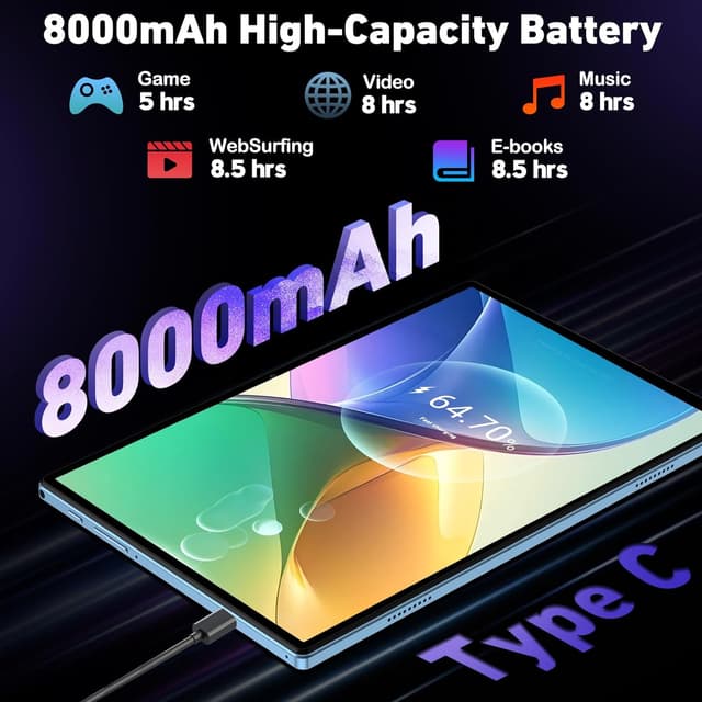 Detalle de 2026 Android 15 tablet 10 inch, 8000mAh