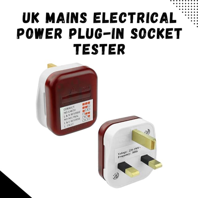 Detalle 2 de Invero UK 13A Mains Plug-In Socket Tester for Safety Checks