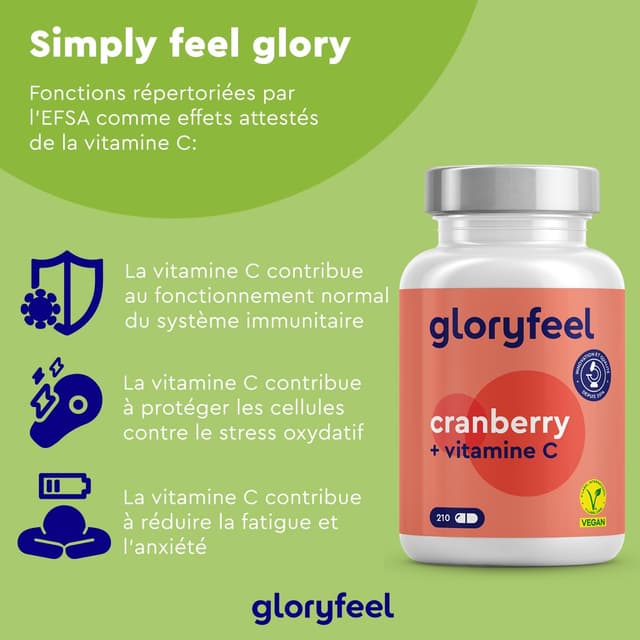 Detalle de Extrait de Cranberry hautement dosé 25:1 avec vitamine C — 210 capsules