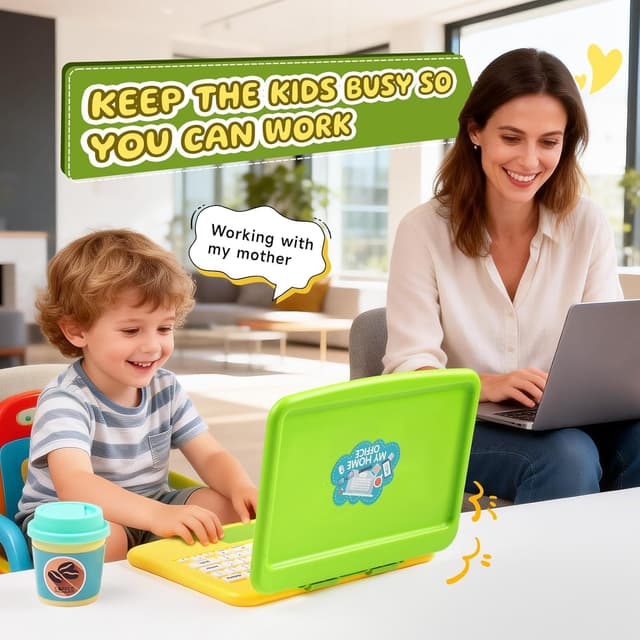 Thumbnail 6 de Yeeammk Pretend Play Home Office Set for Kids (ages 3-7) with laptop, smartphone & writing tablet