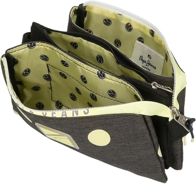 Detalle 2 de Pepe Jeans Leire Estuche Triple Negro 👜 22x12x5 cm